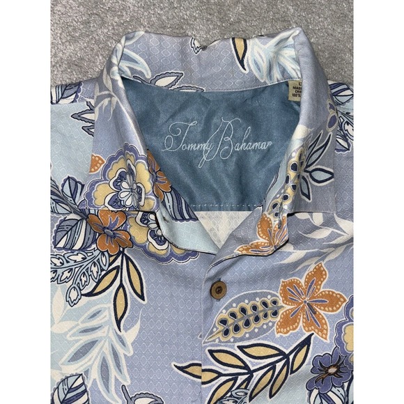 Tommy Bahama Shirt Mens Large Blue Hawaii All Over Print Tropical Silk - Picture 2 of 6